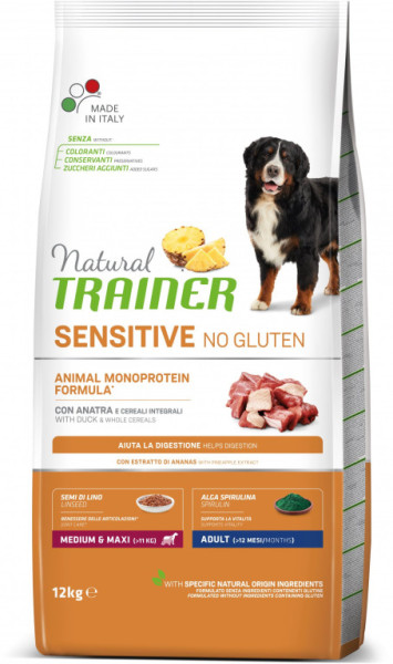 Trainer Natural Sensitive No glutén Adult Medium/Maxi kačica 12kg