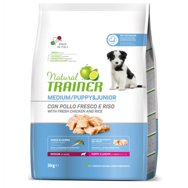 TRAINER Natural Medium Puppy&Jun čerstvé kura 3kg