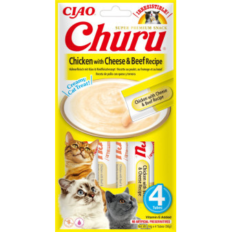 Churu cat masové pyré - kuře, hovězí a sýr 56g