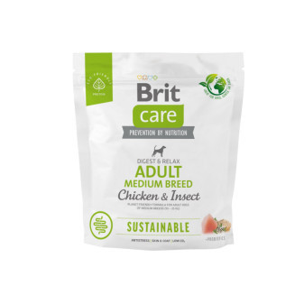 Brit Care Dog Sustainable Adult Medium Breed - kuracie a insecty, 1kg