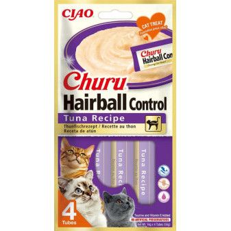 Churu Cat Hairball mäsové pyré - tuniak 4x14g