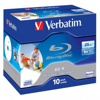 Verbatim BD-R, Single Layer Printable ScratchGuard Plus, 25GB, šperk box, 43713, 6x, 10-pack, pr