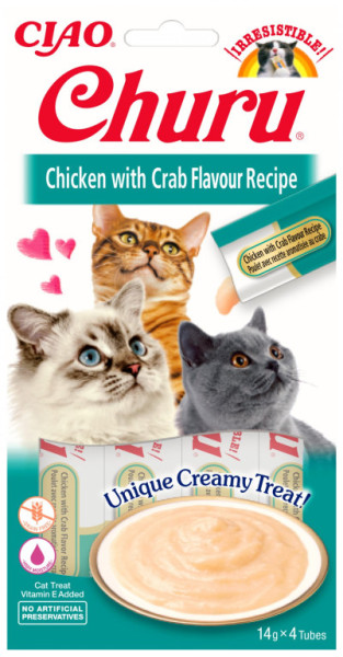 Churu cat mäsové pyré - kura, krab 56g