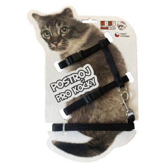 HUHUBAMBOO set postroj + vodítko CAT, čierny