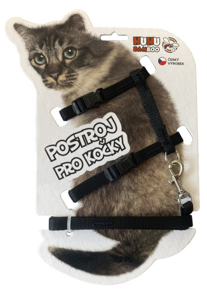 HUHUBAMBOO set postroj + vodítko CAT, čierny