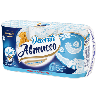 Toaletný papier Almusso Dekorato 3vrs., 6ks v balení, modrý, 22m