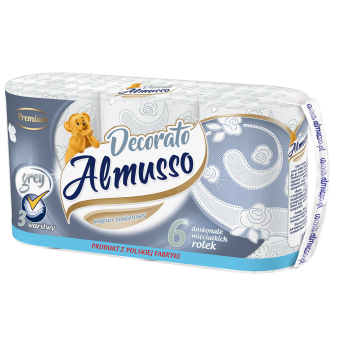 Toaletný papier Almusso Dekorato 3vrs., 6ks v balení, šedý, 22m