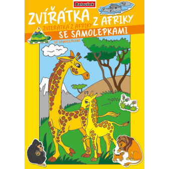 Omaľovánka - A4 - so samolepkami - Zvieratká z Afriky