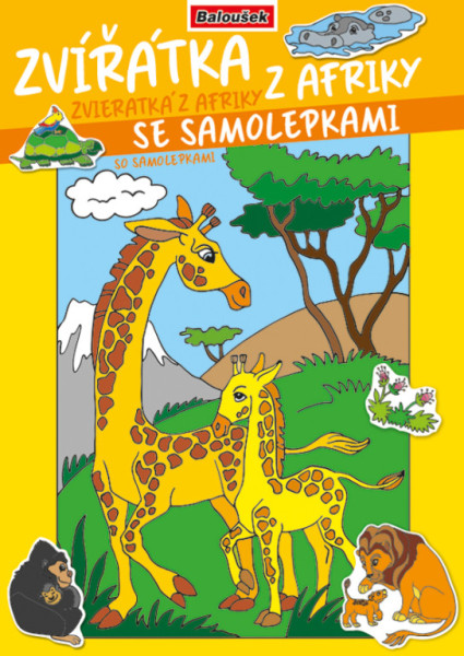 Omaľovánka - A4 - so samolepkami - Zvieratká z Afriky