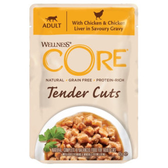 Kapsička Wellness Core Cat Tender kura a pečeň v omáčke 85g