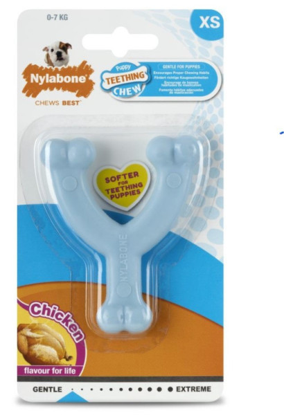 Nylabone hračka Puppy Wishbone príchuť kuracie modrá XS