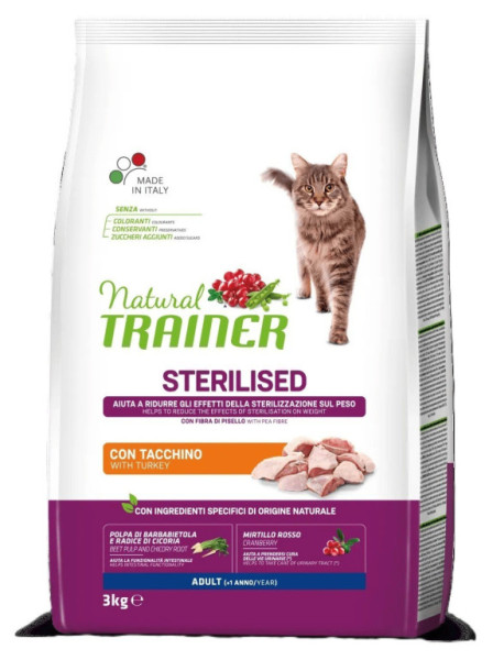 TRAINER Natural Cat Sterilised morčacie mäso 3kg