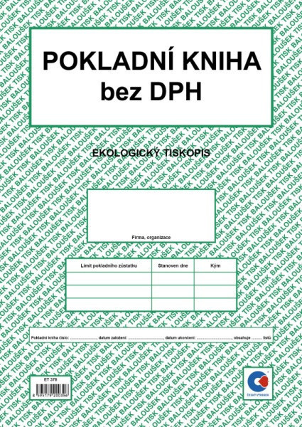 BA ET 378 Pokladničná kniha bez DPH A4 50 listov