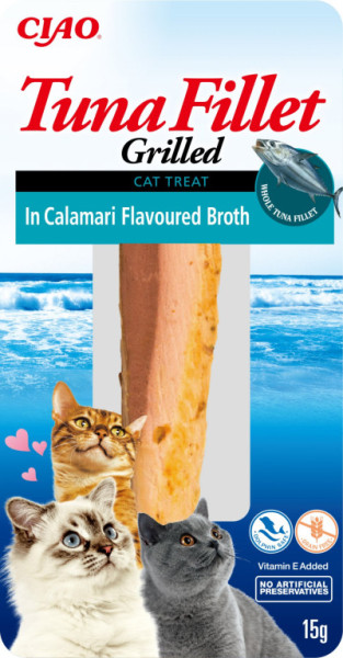 Inaba tuniakový filet pre mačky - kalamáre 15g