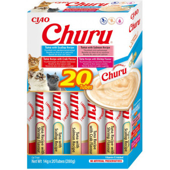 Churu cat masové pyré mix - tuniak, morské plody 280g