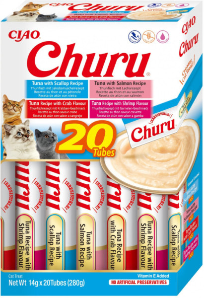 Churu cat masové pyré mix - tuniak, morské plody 280g