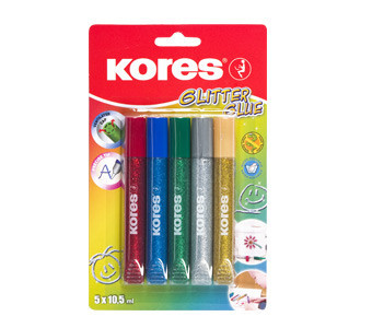 Kores Glitter Glue, 10,5 ml, lepidlo s trblietkami, 5 farieb (75000)