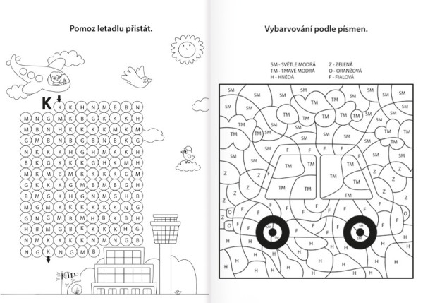 Omaľovánka A4 - Precvičujeme abecedu - Vo svete dopravy
