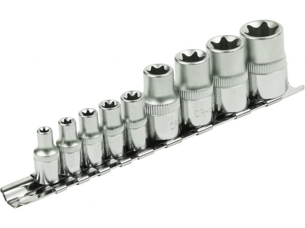 hlavice nástrčné vnitřní TORX , sada 9ks, 1/4',1/2', CrV