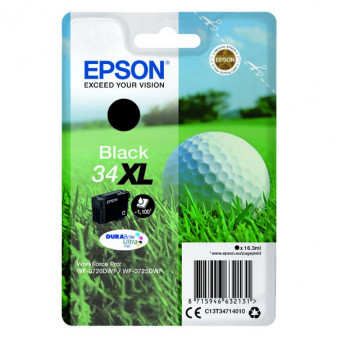 Epson originálny ink C13T34714010, T347140, 34XL, black, 16.3ml, Epson WF-3720DWF, 3725DWF