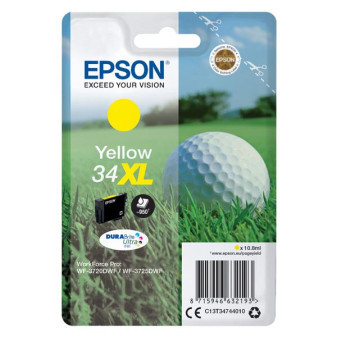 Epson originálny ink C13T34744010, T347440, 34XL, žltá, 10.8ml, Epson WF-3720DWF, 3725DWF
