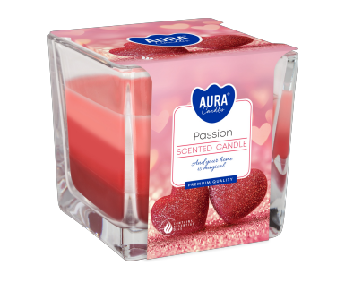 Vonná sviečka trojfarebná v skle Vášeň - Passion SNK80-380 Aura