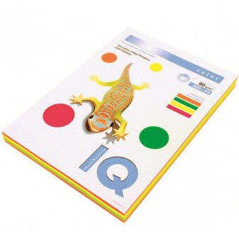 Farebný papier IQ-A4, 80g, neón mix color 4 x 50 listov, IQC480/N-RB