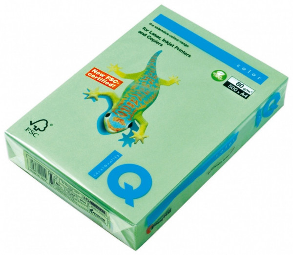 Farebný papier IQ MG28 - A4 80g stredne zelená pastelová 500 listov