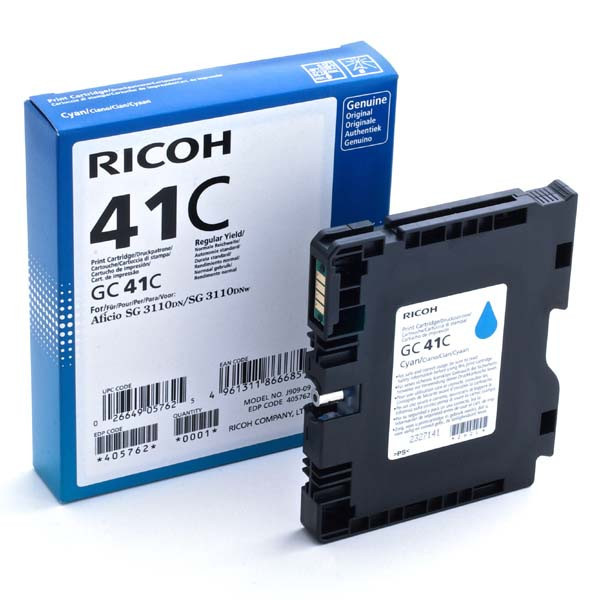Ricoh originálna gélová náplň 405762, cyan, 2200str., GC41HC, Ricoh AFICIO SG 2110N, 3110DN, 311