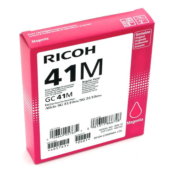 Ricoh originálna gélová náplň 405763, magenta, 2200str., GC41HM, Ricoh AFICIO SG 3100, SG 3110DN