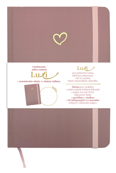 Notes Luxi bodky - A5 - lamino - staroružová