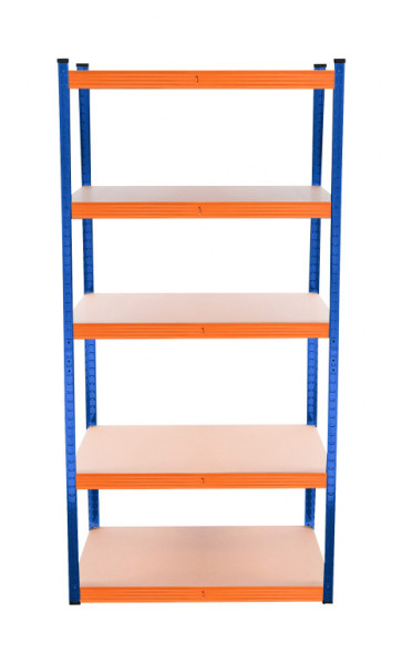 Aga Kovový regál 180x90x40 cm 5 políc Modrý/Oranžový