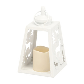 Aga Kovová LED vianočná lampáš Biela