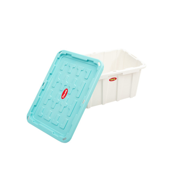 Doloni Úložný box s vekom 75x51x37 Biely/Tyrkysový