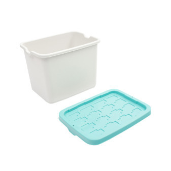 Doloni Úložný box s vekom 37x27x27 Biely/Tyrkysový