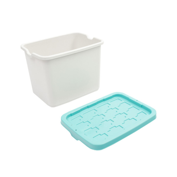 Doloni Úložný box s vekom 37x27x27 Biely/Tyrkysový