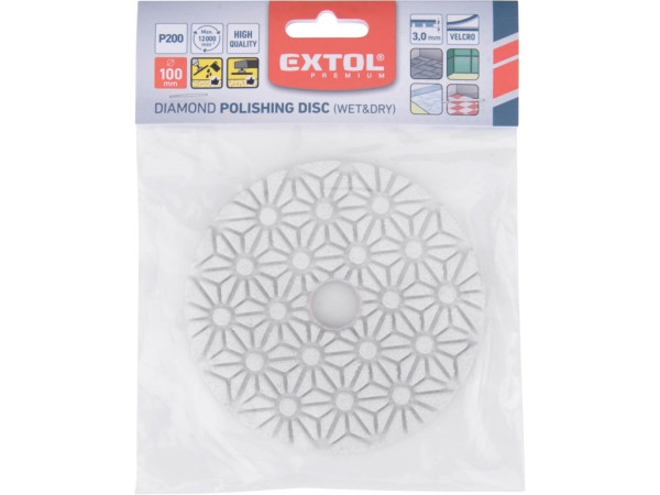 kotúč diamantový leštiaci na obklady, O100mm, P200, suchý zips