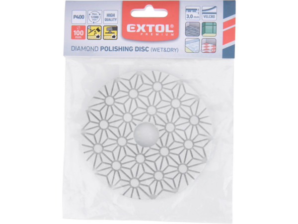 kotúč diamantový leštiaci na obklady, O100mm, P400, suchý zips