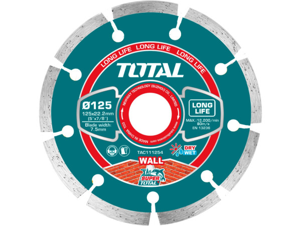 Kotúč diamantový rezný segmentový, Fast cut, suché aj mokré rezanie, 125mm, industrial