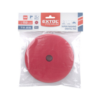 kotúč leštiaci penový, orbitálny, T10, červený, ?150x25mm, suchý zips ?127mm