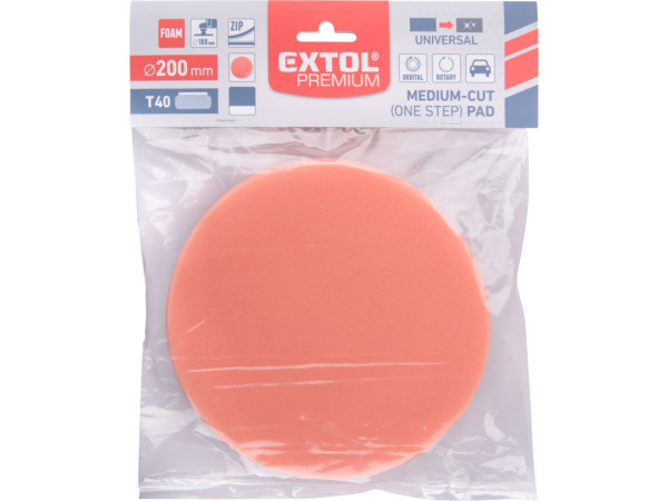 kotúč leštiaci penový, T40, oranžový, ?200x30mm, suchý zips ?180mm