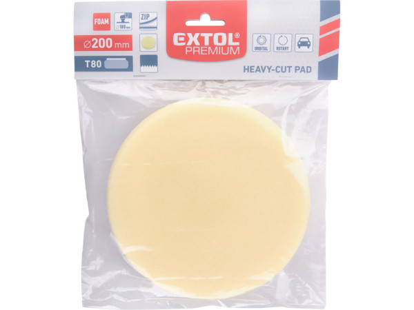 kotúč leštiaci penový, T80, žltý, ?200x30mm, suchý zips ?180mm