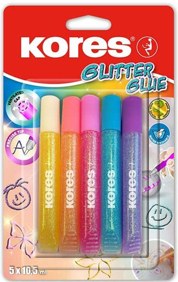 Kores Glitter Glue pastel, 10,5 ml, 5 farieb (75001)