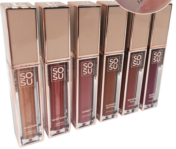 SOSU Cosmetics Lesk na rty s třpytky Rose Gold, 3,7ml