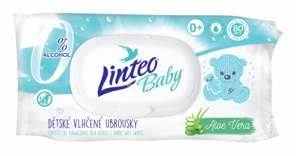 Ubrousky vlhčené 80 ks Baby Linteo Aloe Vera