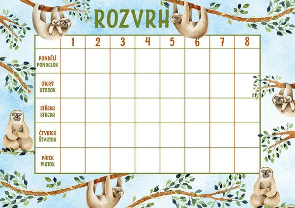 Rozvrh hodín Lenochodi