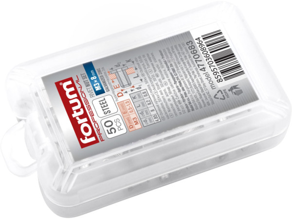 matica nitovacie oceľové, sada 50ks, M3x8mm