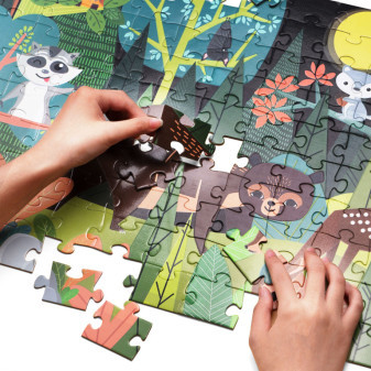 Aga4Kids Detské svietiace puzzle Zvieratká v lese 100 dielikov