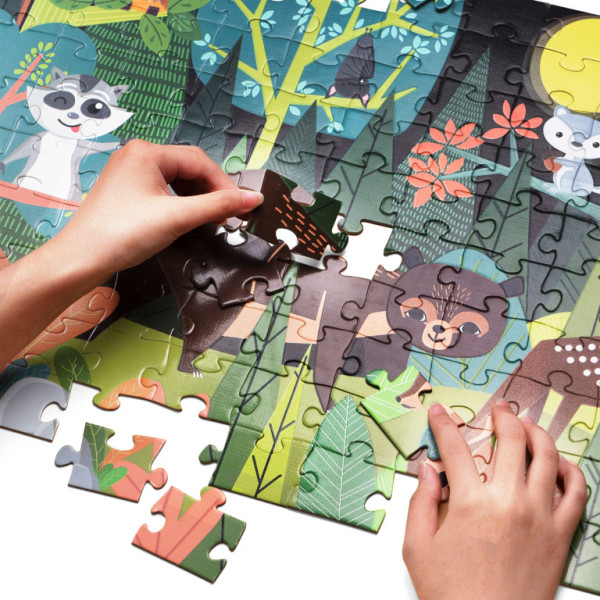Aga4Kids Detské svietiace puzzle Zvieratká v lese 100 dielikov