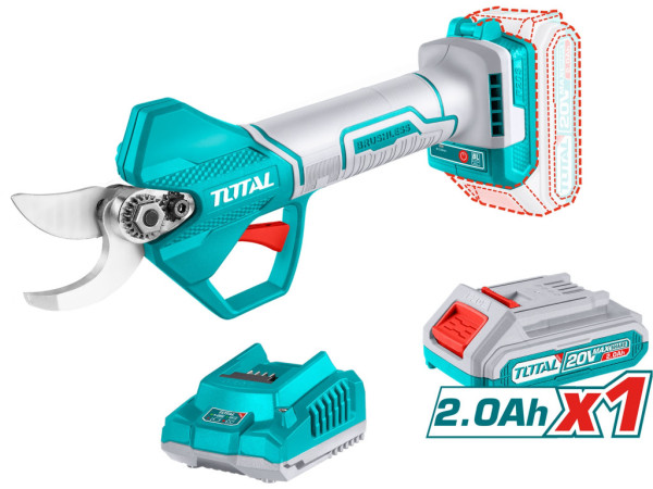 Nožnice záhradnícke AKU, Brushless, 20V Li-ion, 2000mAh, industrial, 1ks batérie a nabíjačky